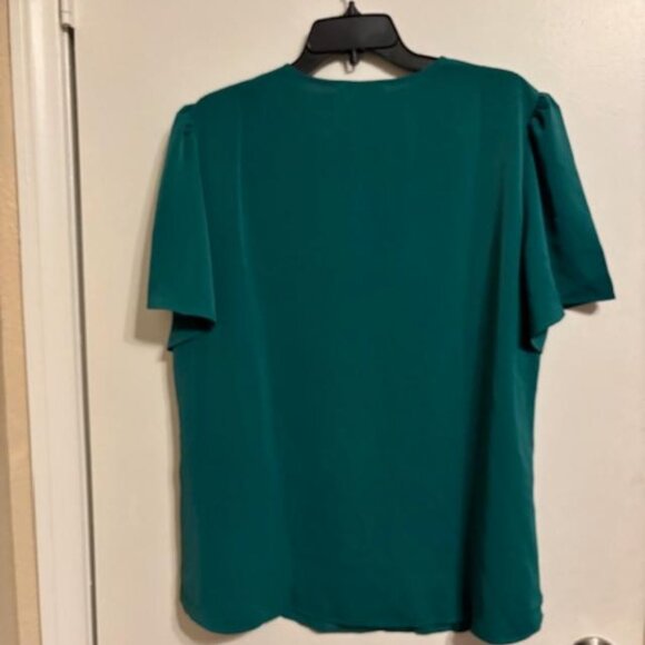 Unixseque Green, V Neck Chiffon Blouse Size XL - Picture 3 of 5